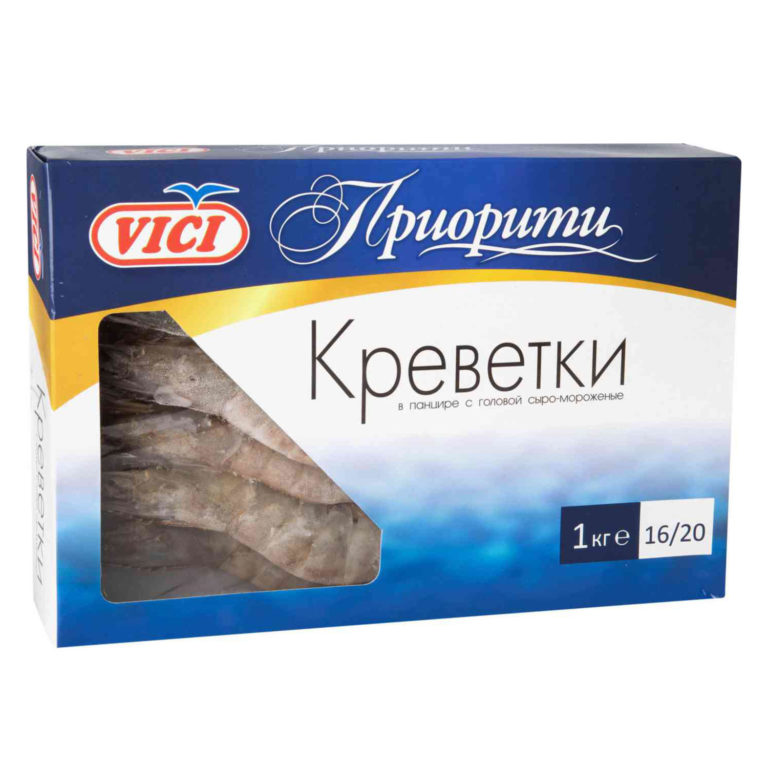 Креветки белоногие в панцире с головой VICI Приорити