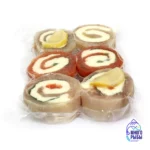 Рулеты ассорти из филе осетра, кижуча, зубатки с сыром