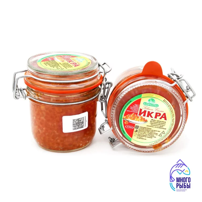 Икра горбуши лососевая 230 гр Камчатка стеклянная банка