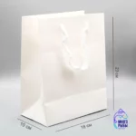 Пакет подарочный белый М 23*10*18 см