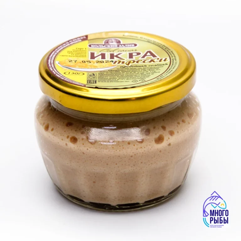 Икра трески 130 гр Кольский залив стеклянная банка