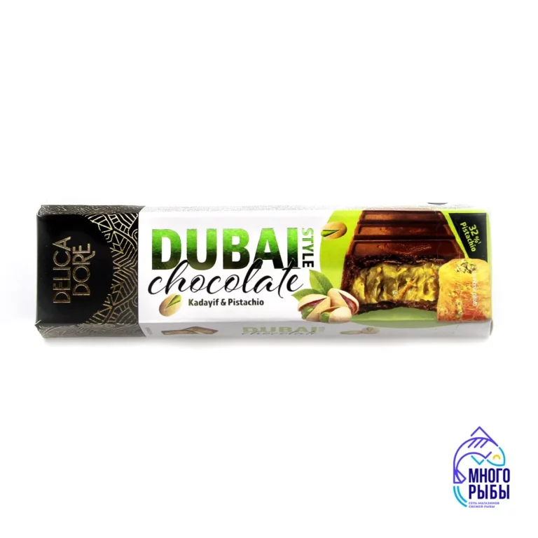 Шоколад молочный Delicadore Dubai Style с фисташковой начинкой с катаифом 70 гр (Польша)