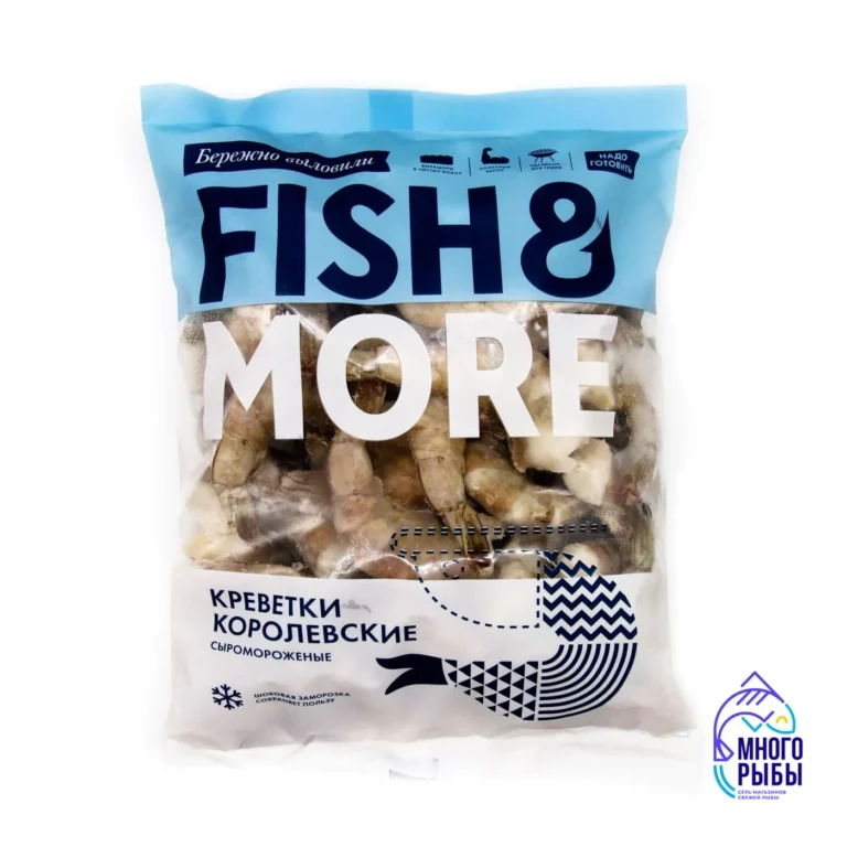 Креветки Королевские Ваннамей 21/25 сыромороженные в панцире без головы Fish&More 1 кг