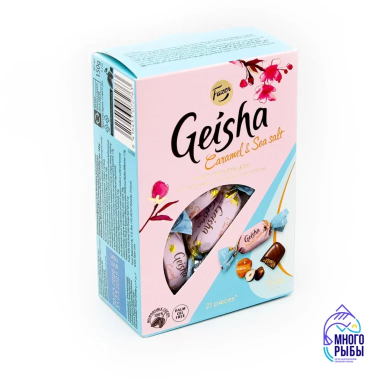 Конфеты Geisha с начинкой карамель с морской солью Fazer 150 гр (Финляндия)