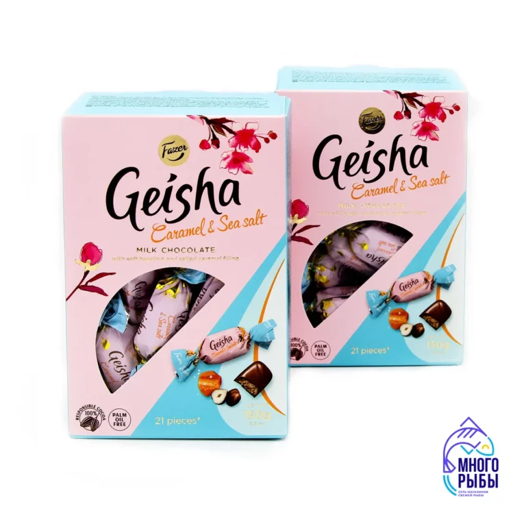 Конфеты Geisha с начинкой карамель с морской солью Fazer 150 гр (Финляндия)