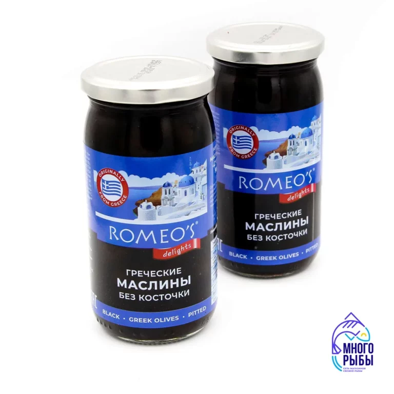 Маслины греческие Супергигант без косточки Romeo's Delights 340 гр (Греция) стеклянная банка