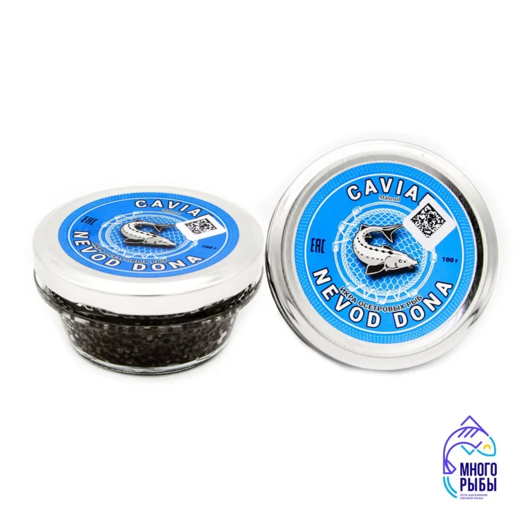 Черная икра осетровых рыб Икра черная осетровая зернистая Caviar Nevod Dona 100 гр, стеклянная банка