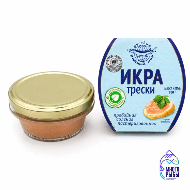 Икра трески Русский рыбный мир 100 гр стеклянная банка — изображение 2