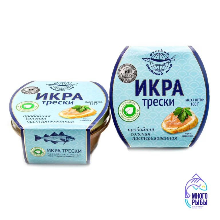 Икра трески Русский рыбный мир 100 гр стеклянная банка