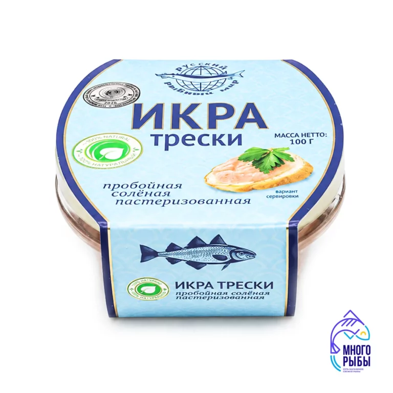 Икра трески Русский рыбный мир 100 гр стеклянная банка